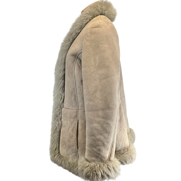 Skinny’s Hideout Vintage New Zealand Shearling Wool Gray Coat Women’s Small - Picture 4 of 15